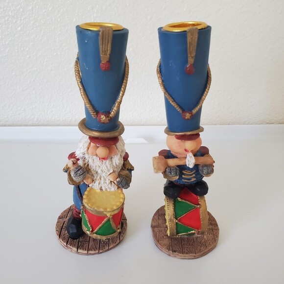 Christmas Candle Holders 7 " Tall Resin set of 2 Solider Drummer Candle Holders - Picture 11 of 11